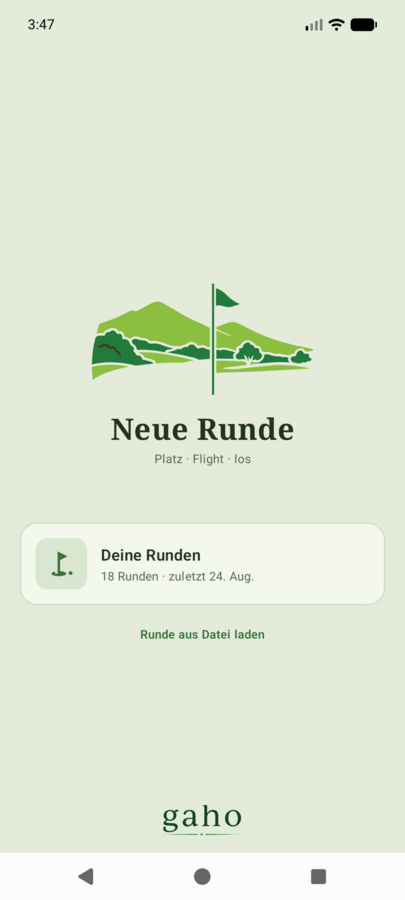 gaho für Android — Runde starten