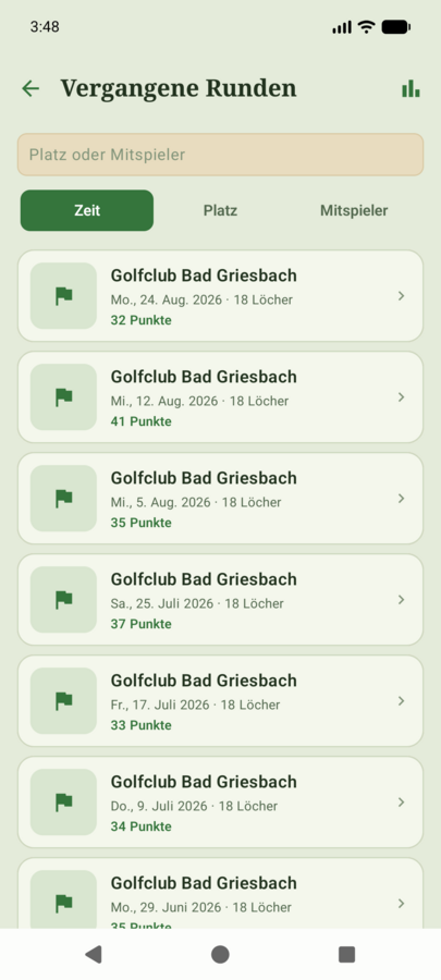 gaho für Android — vergangene Runden
