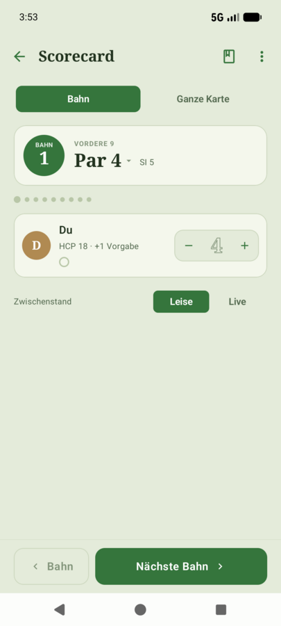 gaho für Android — Scorecard