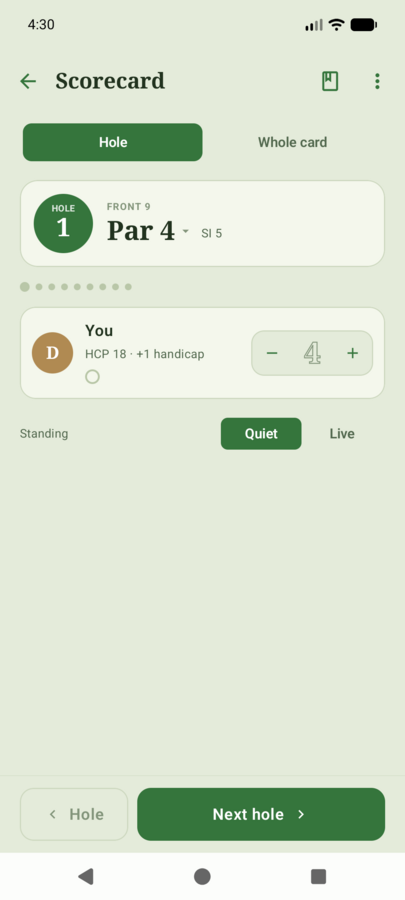 gaho for Android — scorecard