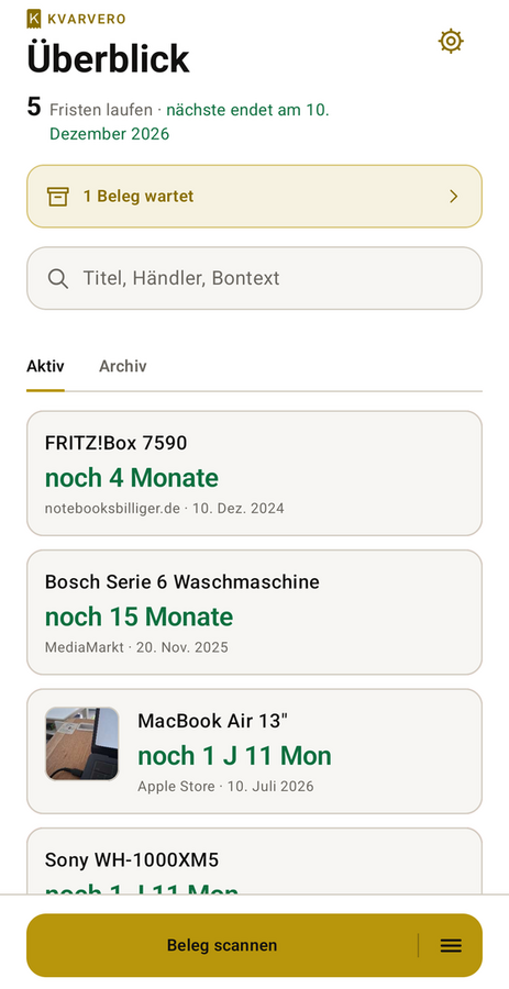 Überblick über alle laufenden Fristen