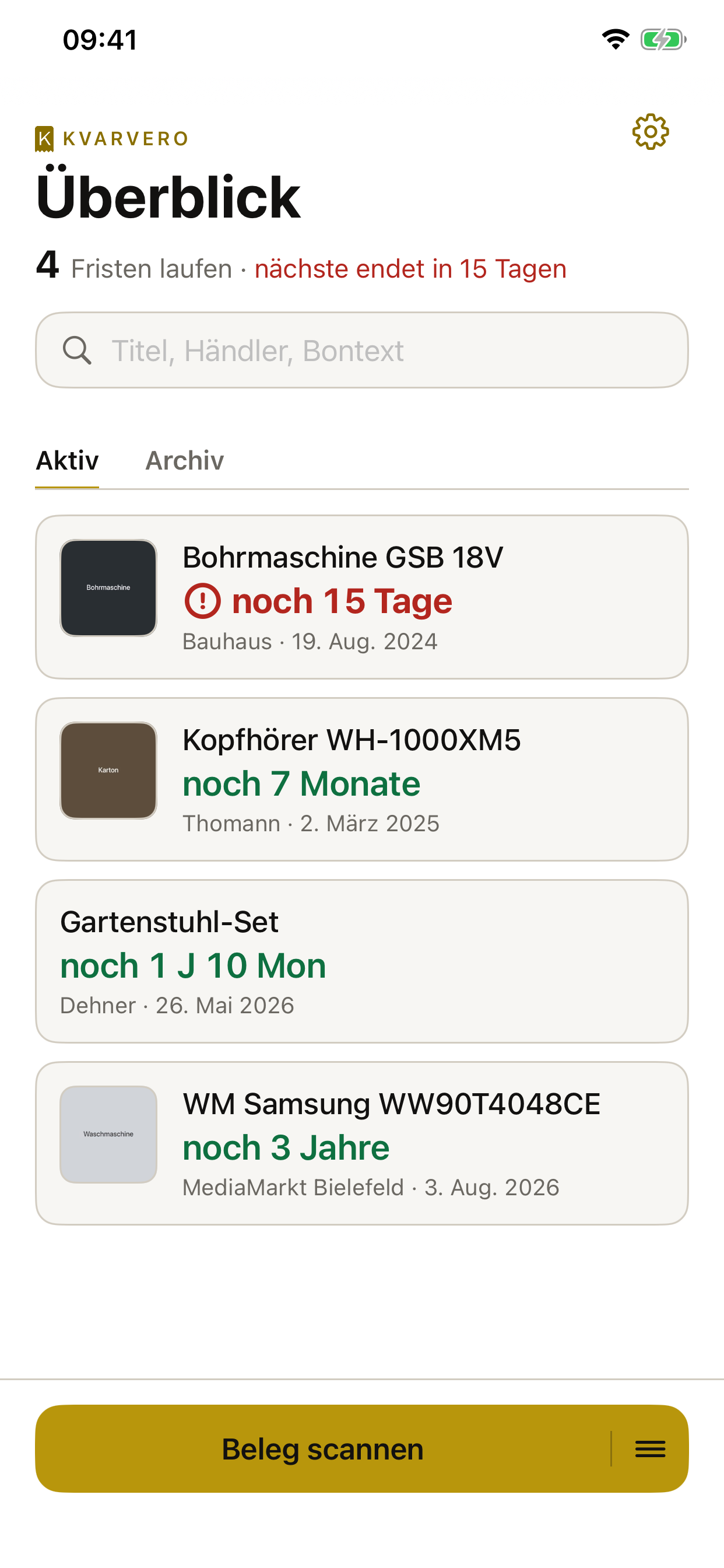 Überblick über alle laufenden Fristen