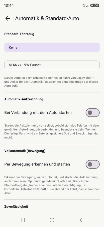 Spurando für Android — automatische Aufzeichnung