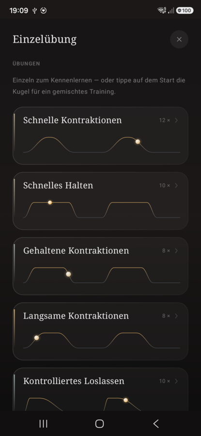 VIVAL für Android — die sieben Übungen einzeln
